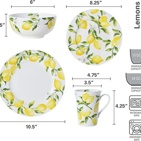 Mikasa Lemons 10.5” dinner plates Set of 4 NEW NWT - Picture 4 of 4